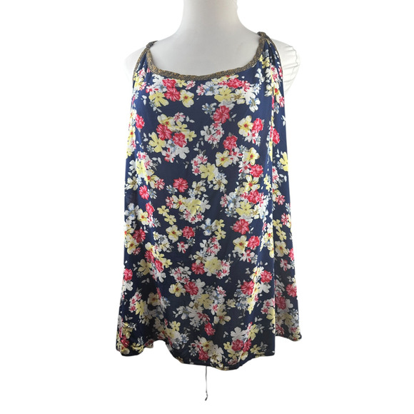 Torrid Lace Back Cami Top Navy Blue Multi-Colored Floral Print Plus Size 5 5X - Picture 4 of 16